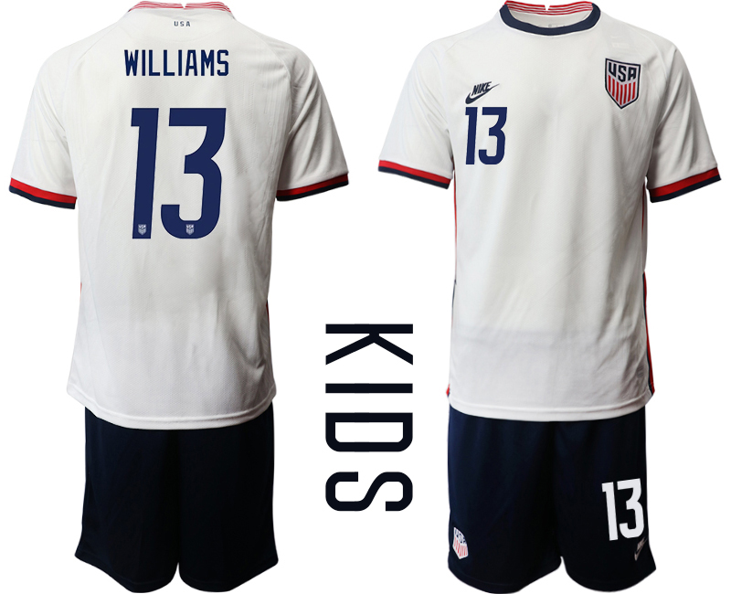 Cheap Youth 2020-2021 Season National team United States home white 13 Soccer Jersey1
